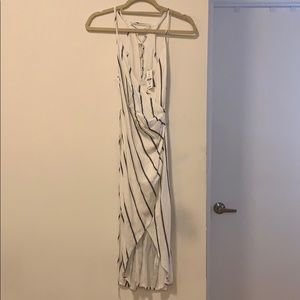 Seek the label white and black stripe wrap dress